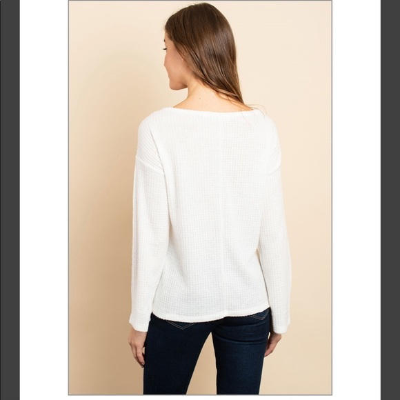 NWT Tresics ivory long sleeve waffle knit top - Picture 4 of 9